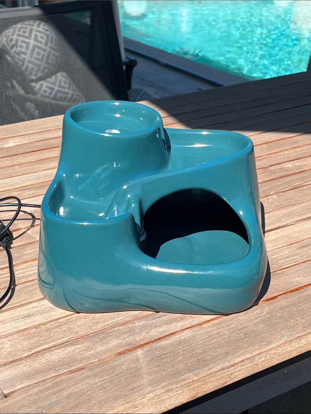 Ceramic Cat Water Fountain (Teal)